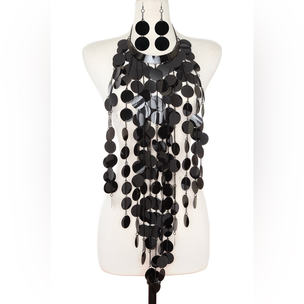 Glamorous Metallic Choker Body Chain Statement Necklace